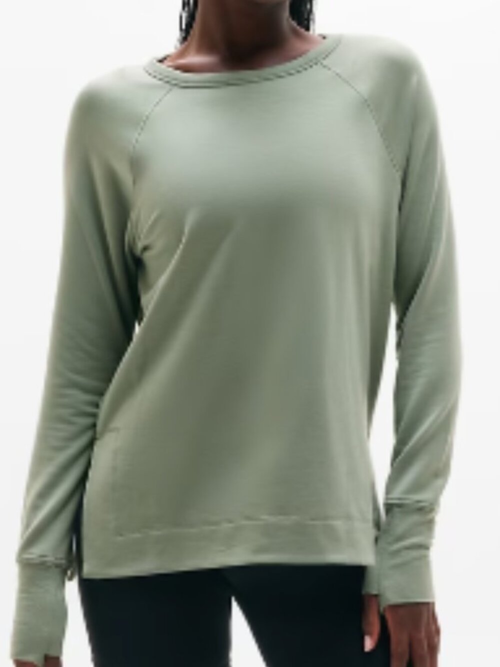Athleta Army Green Coaster Luxe Recover High Hip Sweatshirt, Size XS, NWT